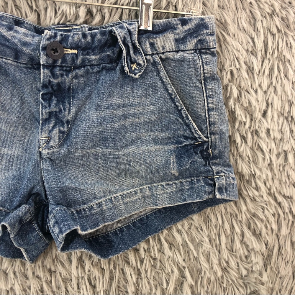 Maurices Shorts Womens Size 10 Whiskered Denim Slit Hem Blue - Picture 7 of 10